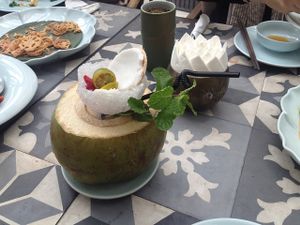 coconut drink at Uu Dam Chay in Hanoi