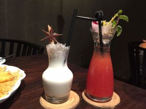 Durian - orange ginger drinks at Uu Dam Chay in Hanoi