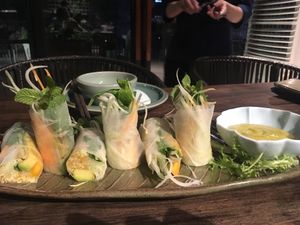 Avocado and mango rice rolls.  at Uu Dam Chay in Hanoi