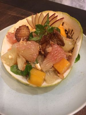 salad in pomelo skin at Uu Dam Chay in Hanoi