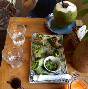 super scrummy rice paper rolls! at Om Hanoi in Hanoi