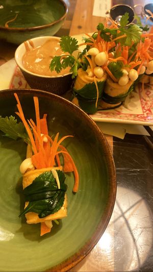 Tofu & mushroom rolls   at Om Hanoi in Hanoi