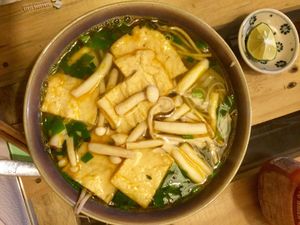 Delicious pho at Om Hanoi in Hanoi