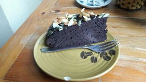vegan chocolate cake at Om Hanoi in Hanoi