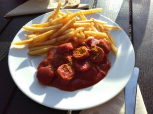 Vegan currywurst at VeBistro in Wittersheim
