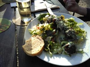 Falafel salad with wild herbes at VeBistro in Wittersheim