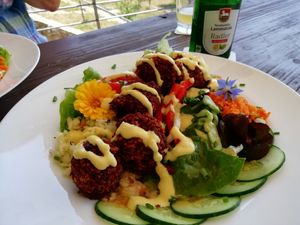 Salatteller mit Linsenfalafeln at VeBistro in Wittersheim