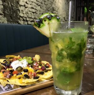 pineapple mojito and bean nachos  at URBN Culture in Taipei