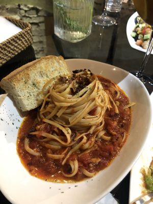 Spicy eggplant pasta at URBN Culture in Taipei