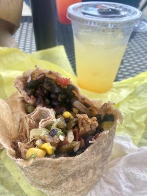 Harvest Burrito, lime margarita, blood orange margarita.  at Cha! Cha! Cha! - Milwaukie in Portland