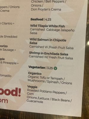 Vegetarian options  at Cha! Cha! Cha! - Milwaukie in Portland