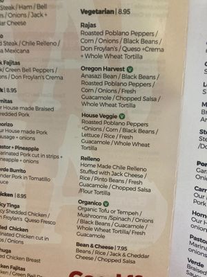 Clearly marked vegan and vegetarian options ✌️ at Cha! Cha! Cha! - Milwaukie in Portland