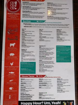 Menu at Cha! Cha! Cha! - Milwaukie in Portland