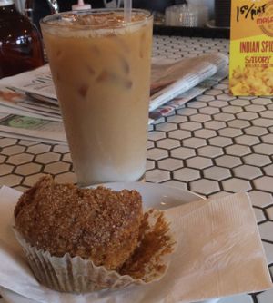 Vegan squats muffin and homemade chai with soy at Ford Food & Drink in Portland
