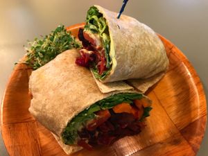 Roasted root wrap at GOOD juju in Frederick