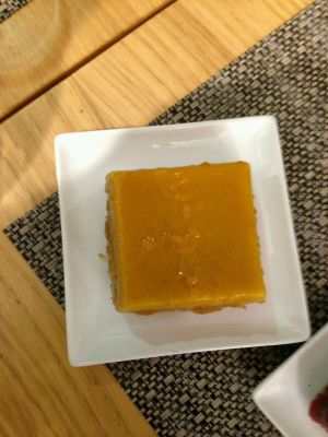 Delicious mango and peach cheesecake  at Veggy Garden Bistrot in Rome