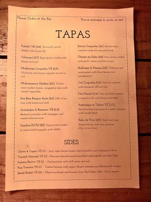 Menu  at The Molly House in Manchester