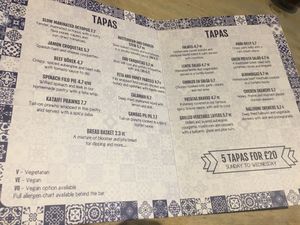 Menu at The Molly House in Manchester