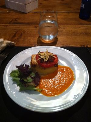 millefeuille of vegetables and tofu at 269 Gastro Vegan in Salamanca