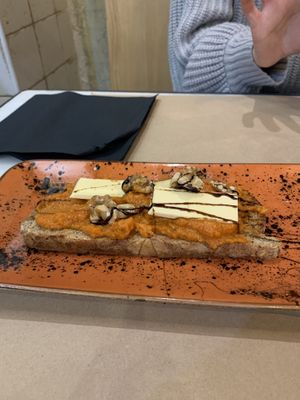 Tostada “sobrasada"  at 269 Gastro Vegan in Salamanca