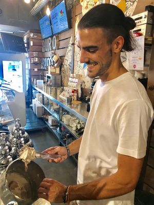 The way the rice cream is made and stored makes it very creamy  at Puro & Bio in Sevilla