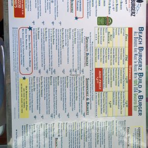 menu as of 9/25/16 at Beach Burgerz in Flagler Beach