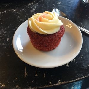 Red velvet cupcake at 3 Three's Coffee Lounge in Birmingham