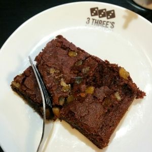 Vegan Chocolate Orange Brownie at 3 Three's Coffee Lounge in Birmingham