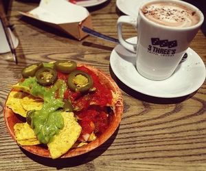Vegan nachos & vegan hot chocolate at 3 Three's Coffee Lounge in Birmingham