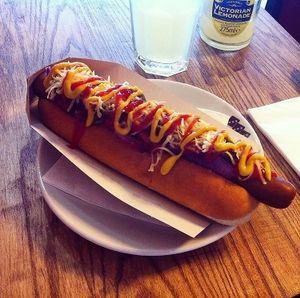 Vegan hot dog at 3 Three's Coffee Lounge in Birmingham