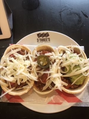 Vegan tacos at 3 Three's Coffee Lounge in Birmingham