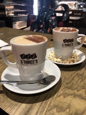 Popcorn hot chocolate, a winter special  at 3 Three's Coffee Lounge in Birmingham