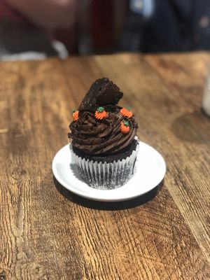 Chocolate brownie cupcake  at 3 Three's Coffee Lounge in Birmingham