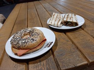 Bagel and  wrap at 3 Three's Coffee Lounge in Birmingham