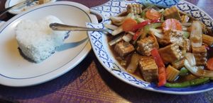 Thai basil with tofu at Nakorn Thai Cuisine in Brunswick