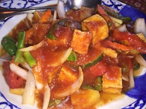sweet and sour tofu with veggies, it was so awesome we came back a second time for this dish  at Nakorn Thai Cuisine in Brunswick