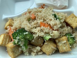 Thai basil rice with tofu (no egg) at Nakorn Thai Cuisine in Brunswick