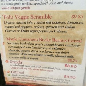 part of the breakfast menu  at Cafe Soleil in Springdale