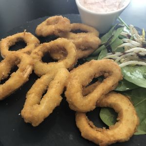 Vegan calamares  at Mona Pinkerton in Madrid
