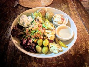 Falafel plate with feta, fresh and very tasty! at Greenlight Cafe & Bar in Koh Samui