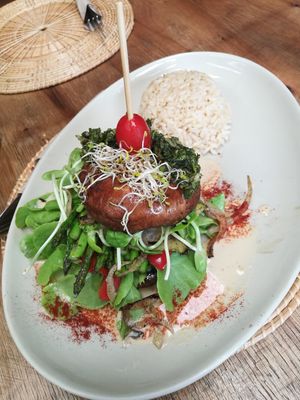 Vegan portabella burger at Greenlight Cafe & Bar in Koh Samui