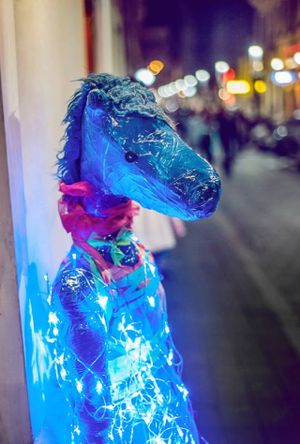 the lighting blue horse  at Kek Lo Budapest in Budapest