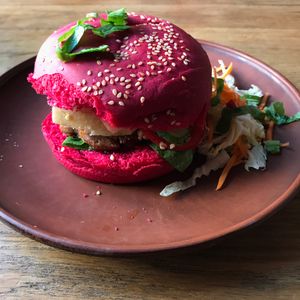 cheeseburger at One Planet in Kyiv