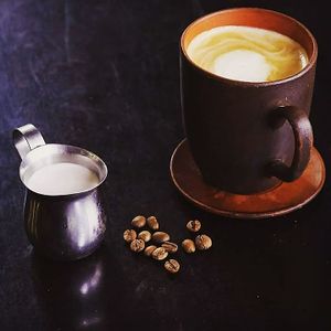 Latte with coconut milk at One Planet in Kyiv