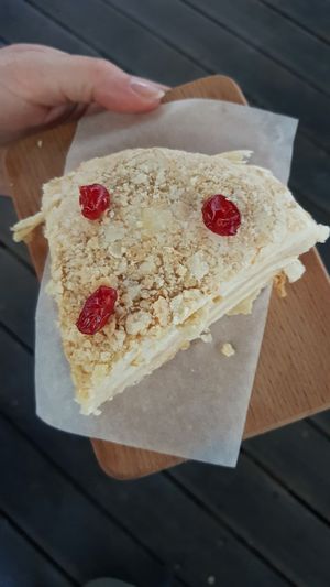 Napoleon cream cake  at One Planet in Kyiv