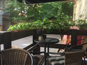 View from outdoor seating area at One Planet in Kyiv