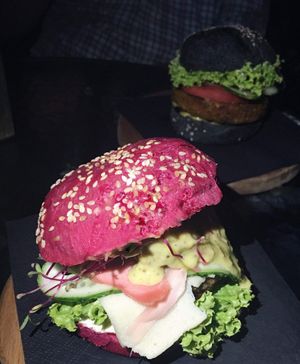 Pink burger  at One Planet in Kyiv