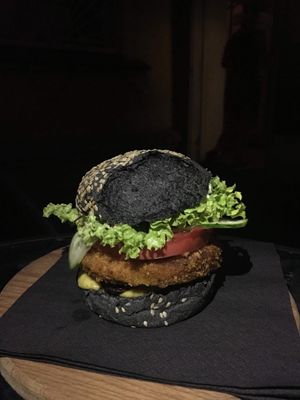 Black burger  at One Planet in Kyiv