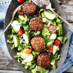 Salad with falafel  at One Planet in Kyiv