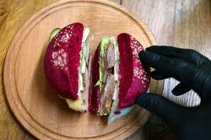 red burger at One Planet in Kyiv